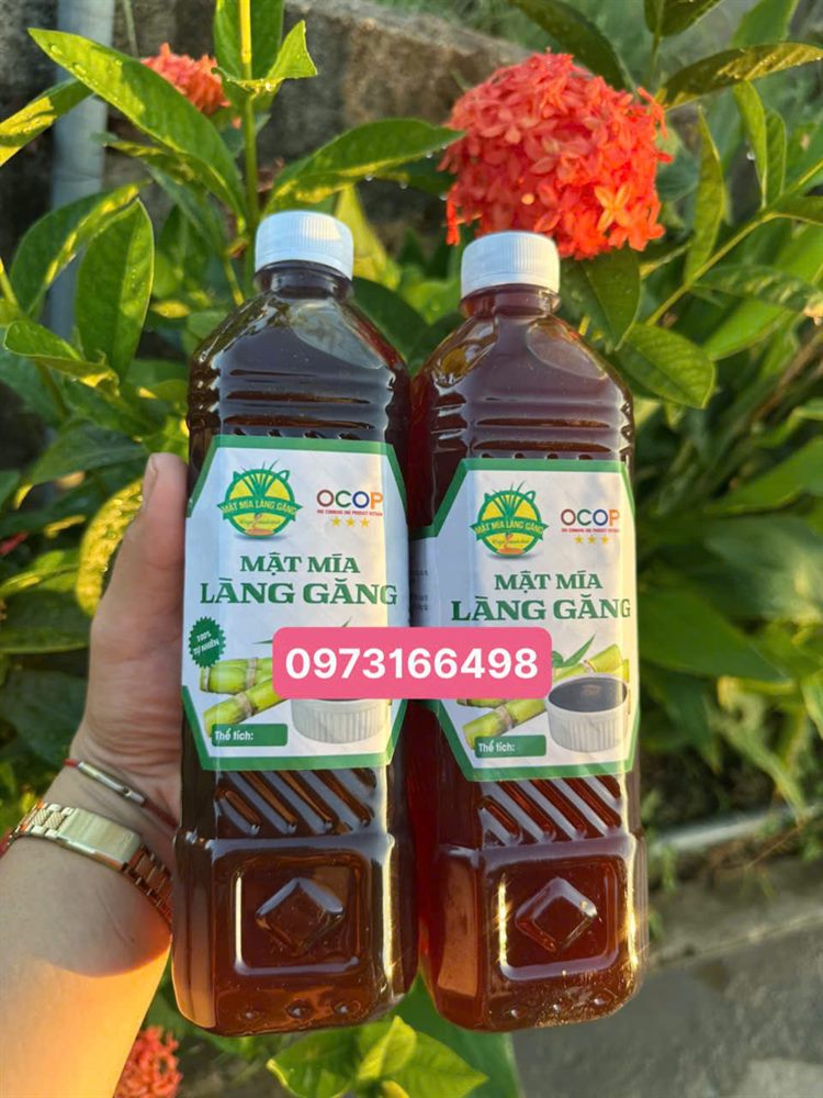 Hai chai mật mía Làng Găng nguyên chất, đạt chuẩn OCOP 3 sao