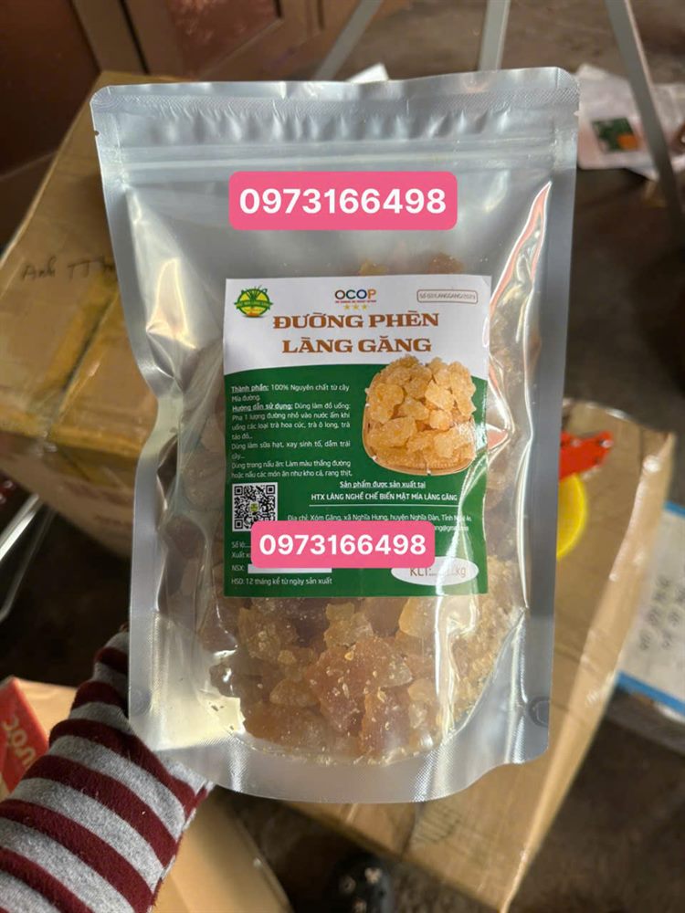 Túi đường phèn Làng Găng dạng vụn, đóng gói 1kg
